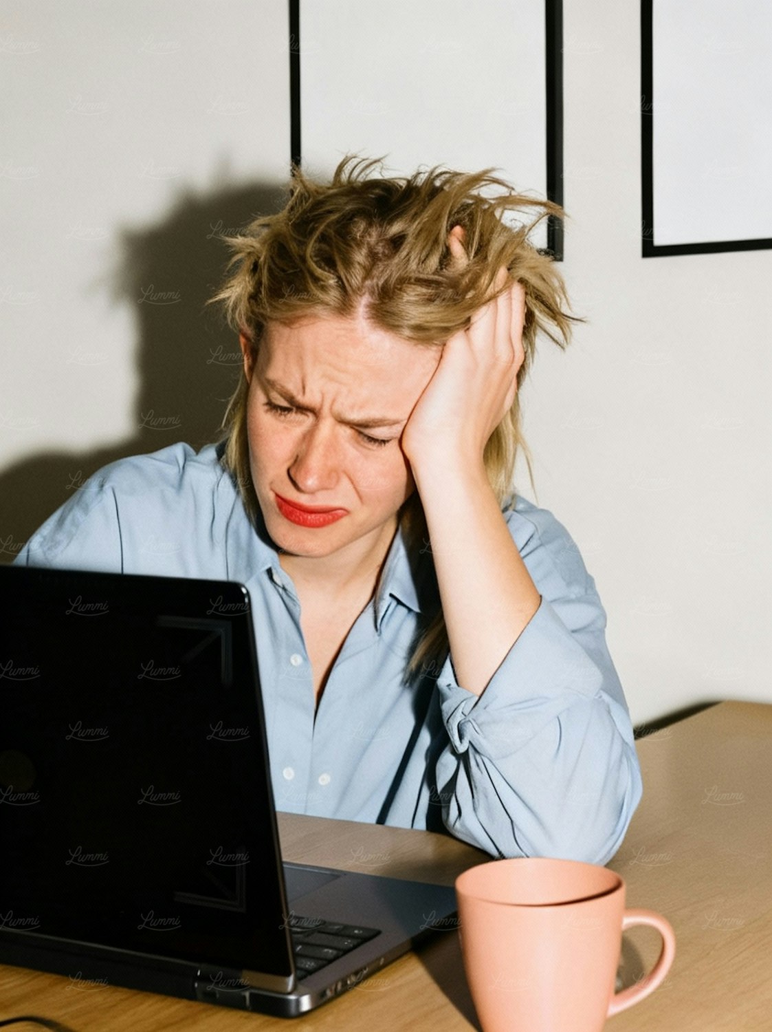 A person frustrated by endless scrolling through streaming options, highlighting the common problem of decision paralysis when choosing a movie.