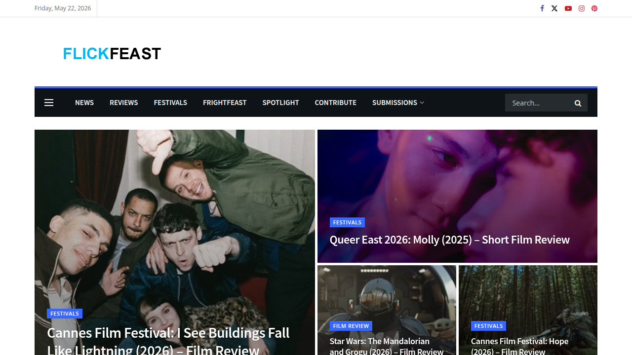 The Flickfeast website, a resource for film reviews and top lists.